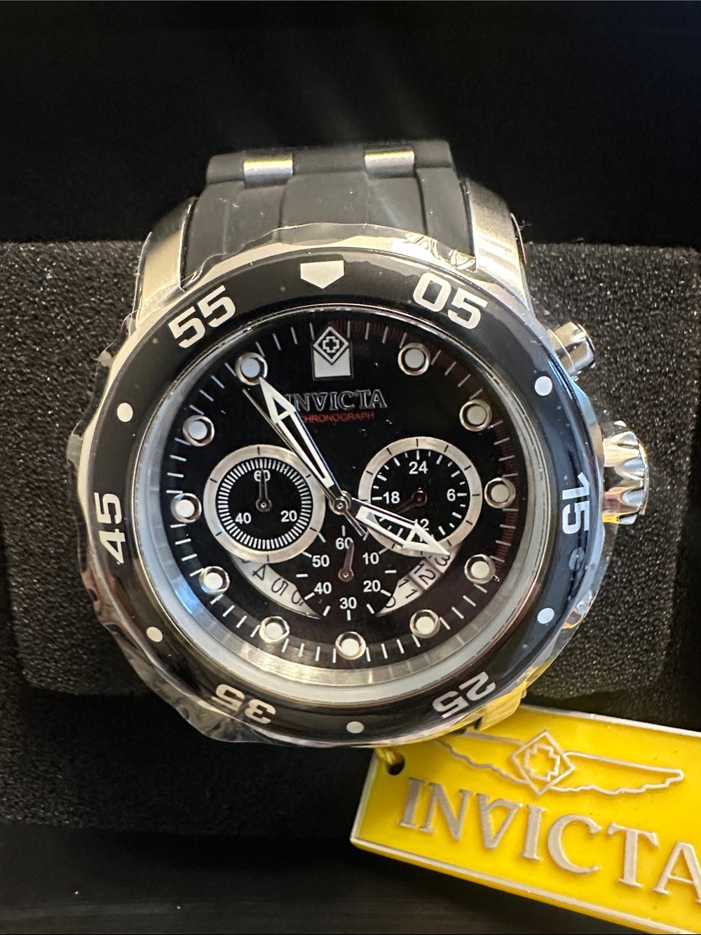 Invicta Black and Silver Chronograph Dive Watch